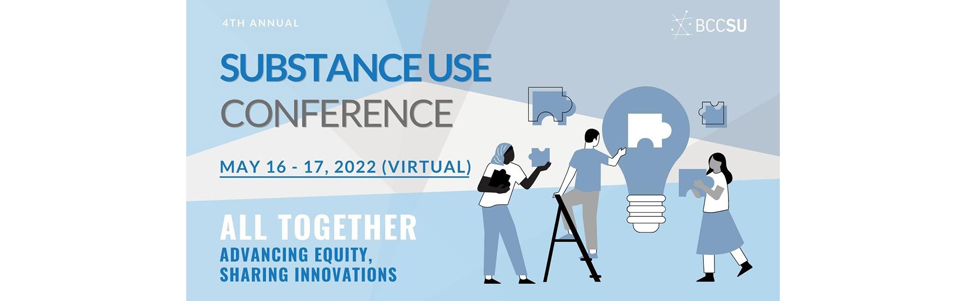 Conference poster showing graphic of people working together holding puzzle pieces to fit inside a light bulb